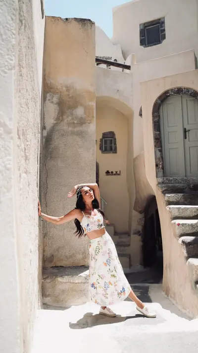 Solo Portrait photoshoot on Santorini by Marianna T
