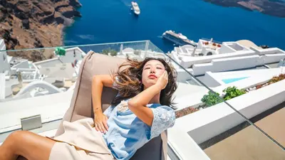 Solo Portrait photoshoot on Santorini by Marianna T
