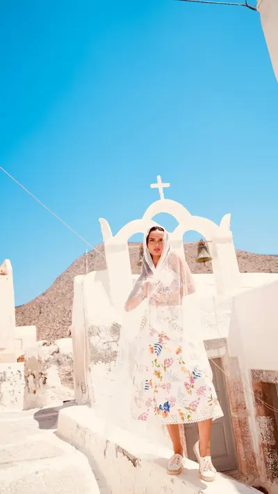 Fashion photoshoot on Santorini by Marianna T